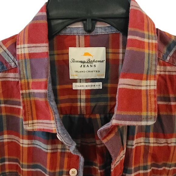 Tommy Bahama Island Modern Fit button down casual plaid shirt - Large - 0024 - Picture 3 of 3